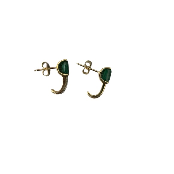 Elegant Gold Diamond and Emerald Earrings - Picture 7 of 10